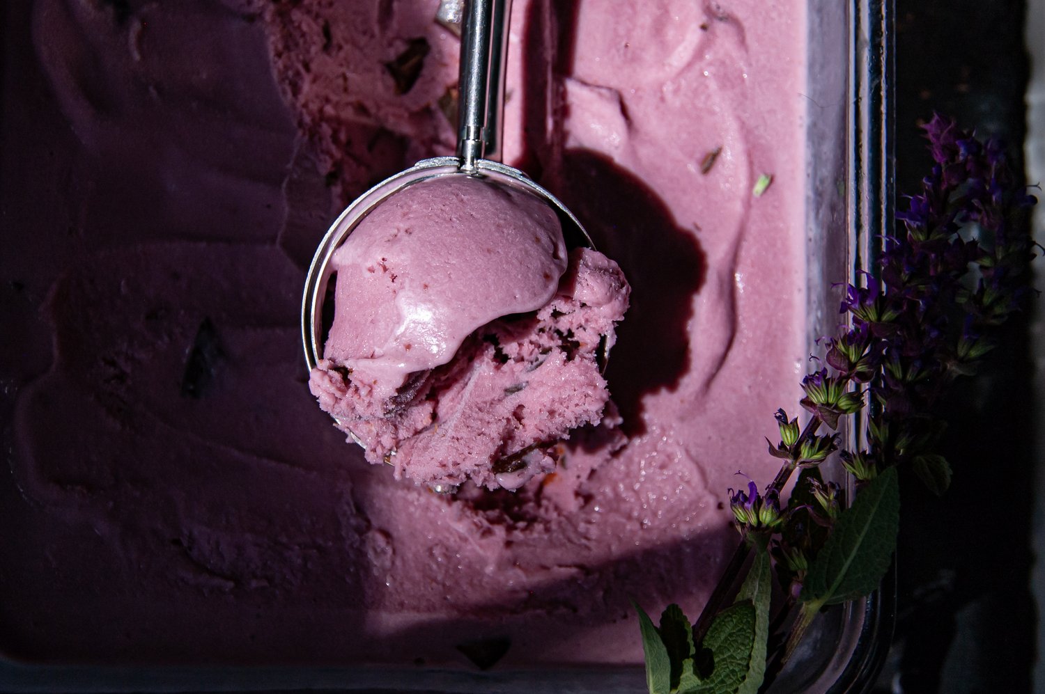 Dairy-Free, Blackberry-Raspberry Chocolate Chunk Ice Cream