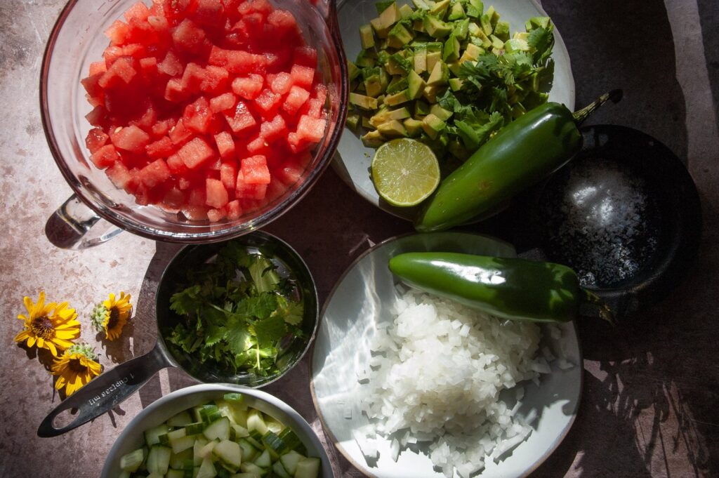 Ingredients for Watermelon Cucumber Salsa