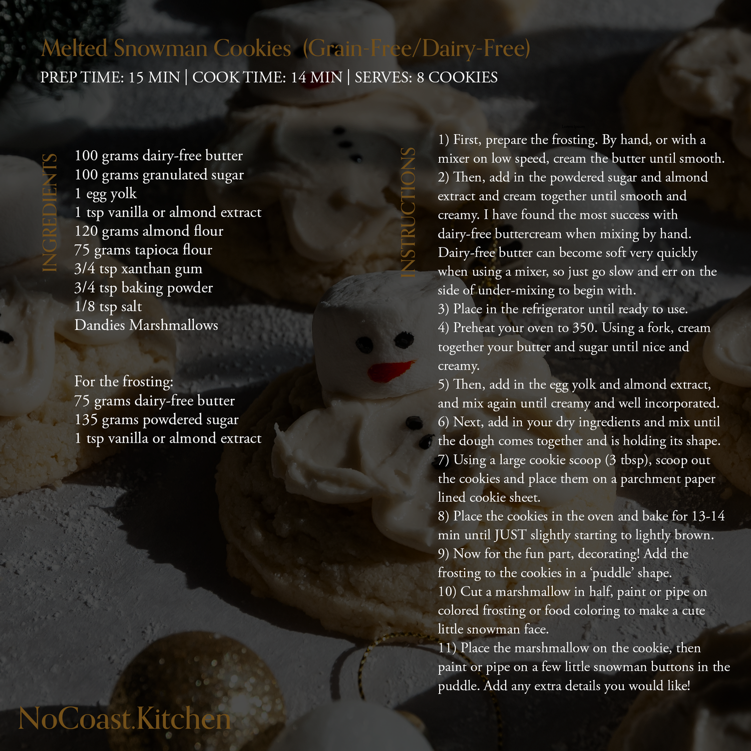 recipe for melted snowman cookies