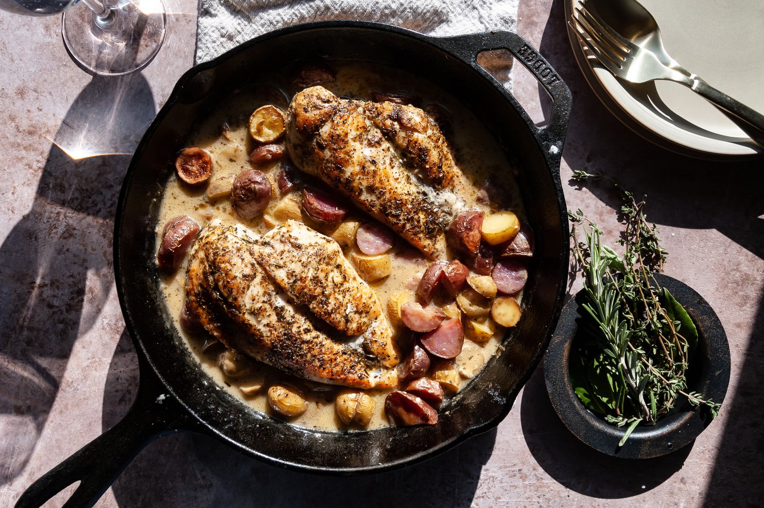 Chicken and Potatoes with Dijon Cream Sauce