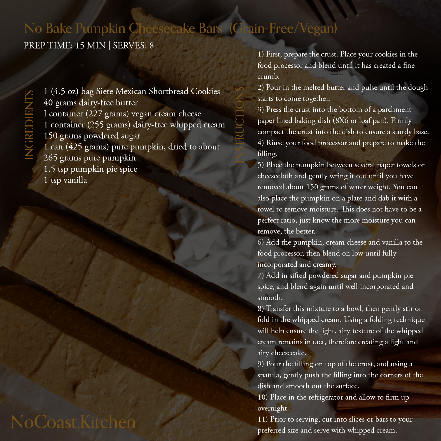 Recipe for no bake pumpkin cheesecake bars