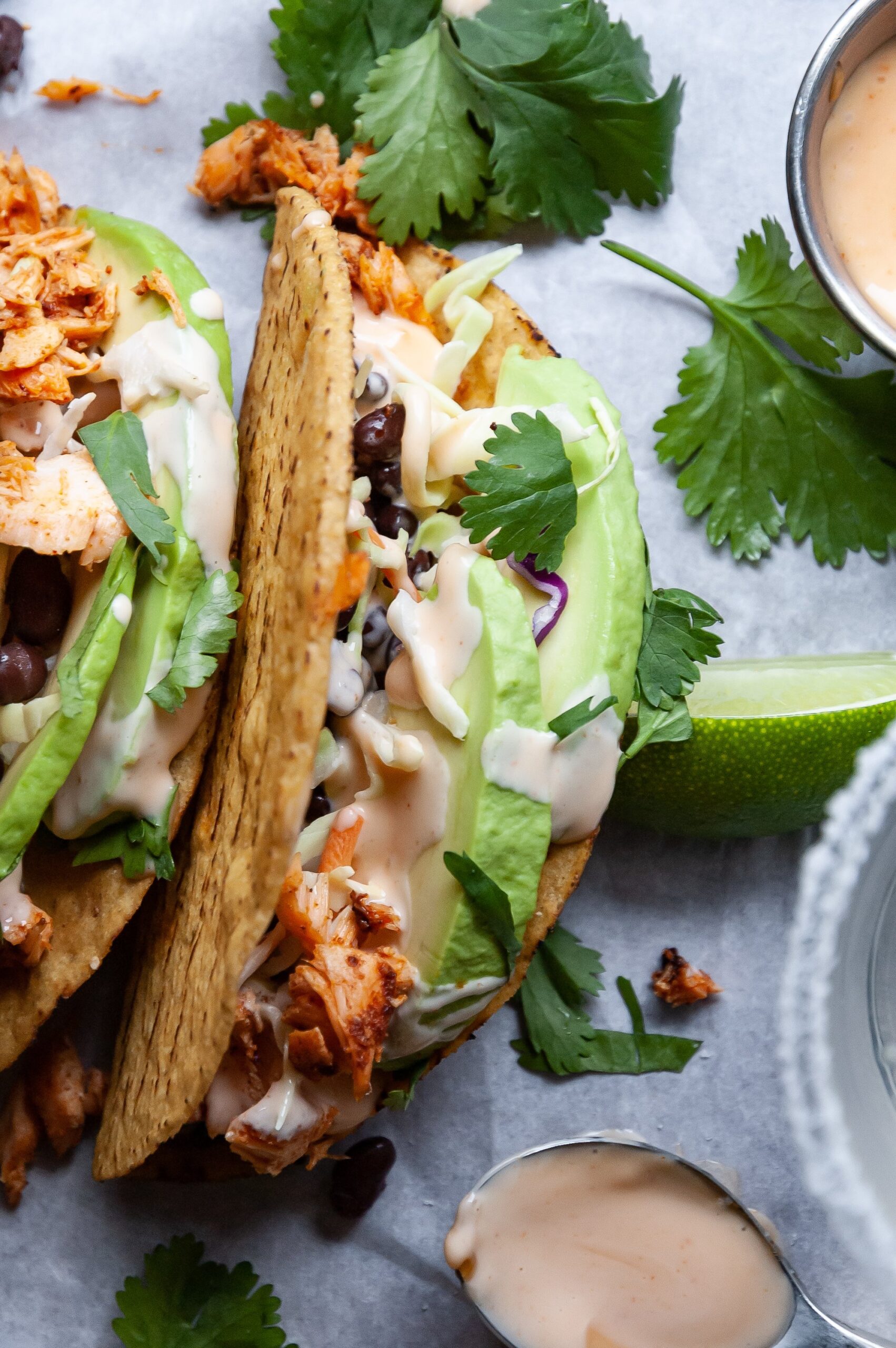 Air Fryer Salmon Tacos with Sriracha Aioli 