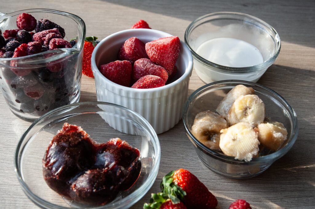 Ingredients for Vegan, Berry Beet Smoothie Bowl