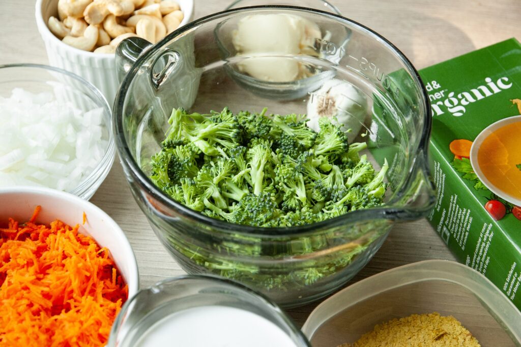 Ingredients for Dairy-Free Broccoli Cheddar Soup