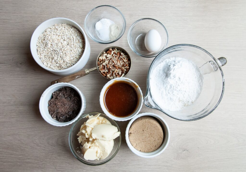 Ingredients for Oatmeal Caramel Bars