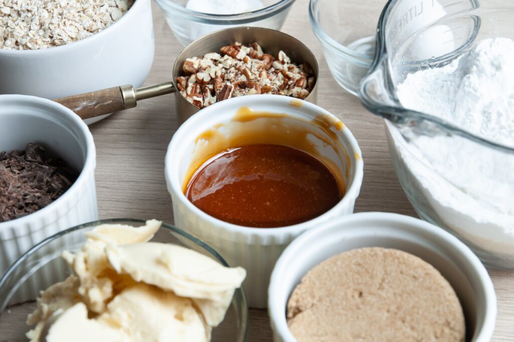 Ingredients for Oatmeal Caramel Bars