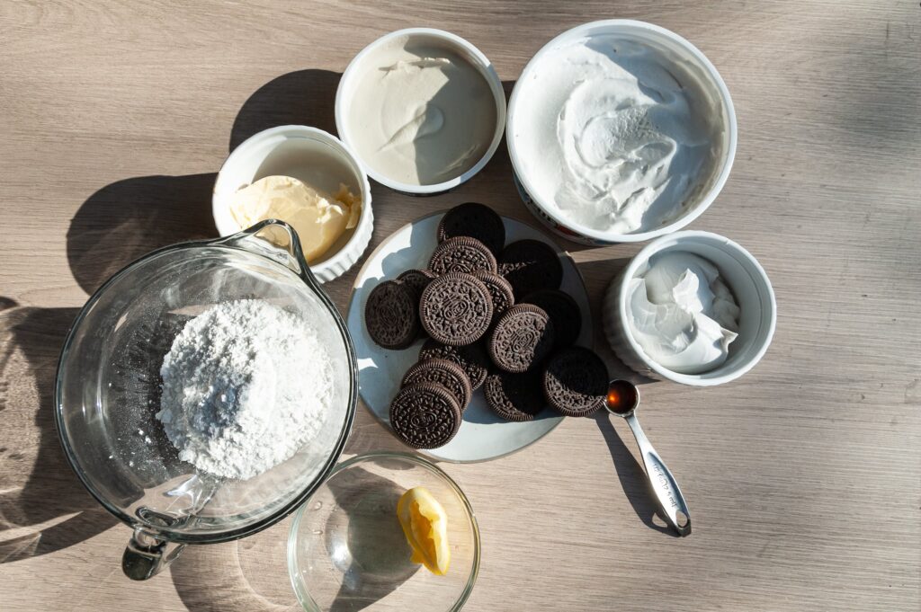 Ingredients for Gluten-Free Oreo Cheesecake 