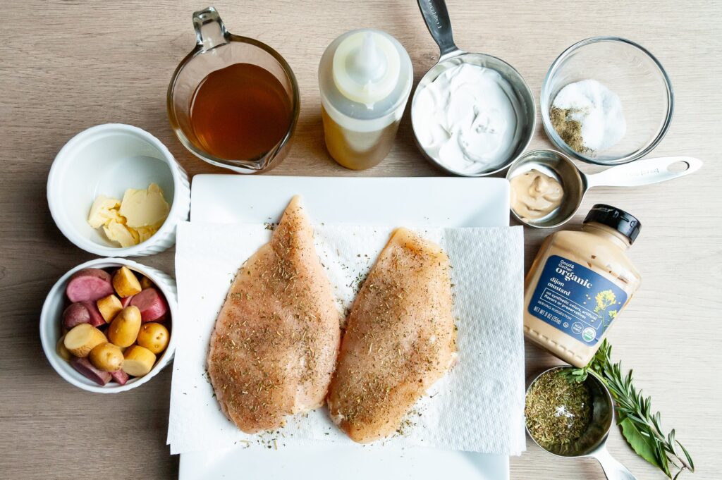 Ingredients for Chicken and Potatoes with Dijon Cream Sauce