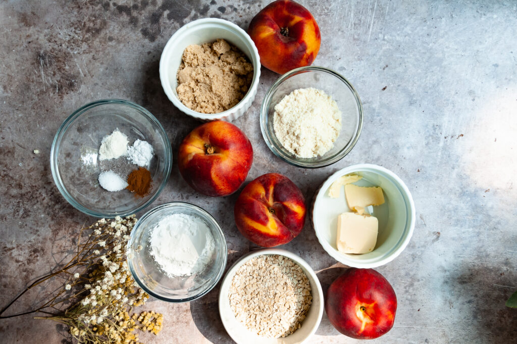 Ingredients for Air Fryer Peach Crisp