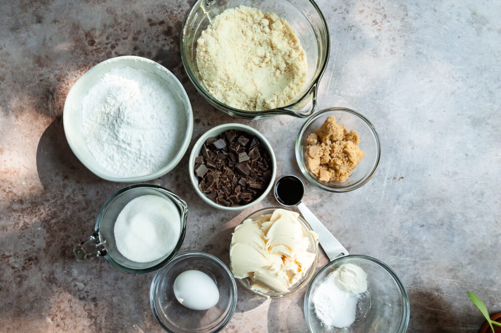 Ingredients for Grain-Free Chocolate Chip Cookies