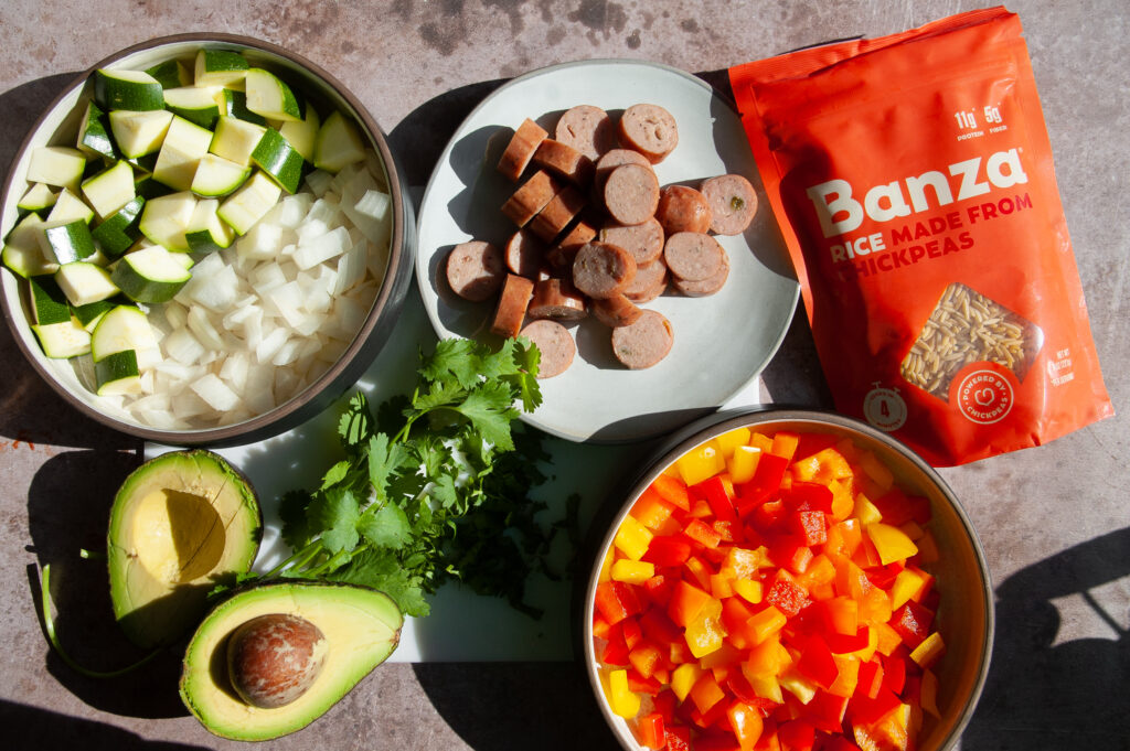 Ingredients for Sausage and Veggie Skillet