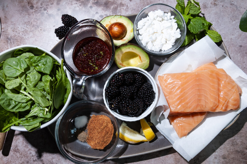 Ingredients for Blackberry Salmon Salad