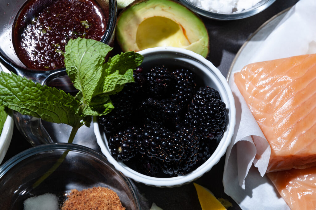 Ingredients for Blackberry Salmon Salad