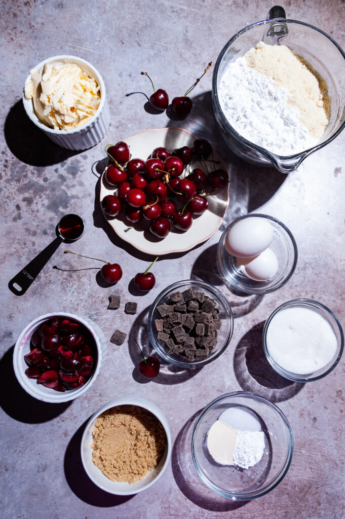 Ingredients for Cherry Chocolate Chunk Cookies